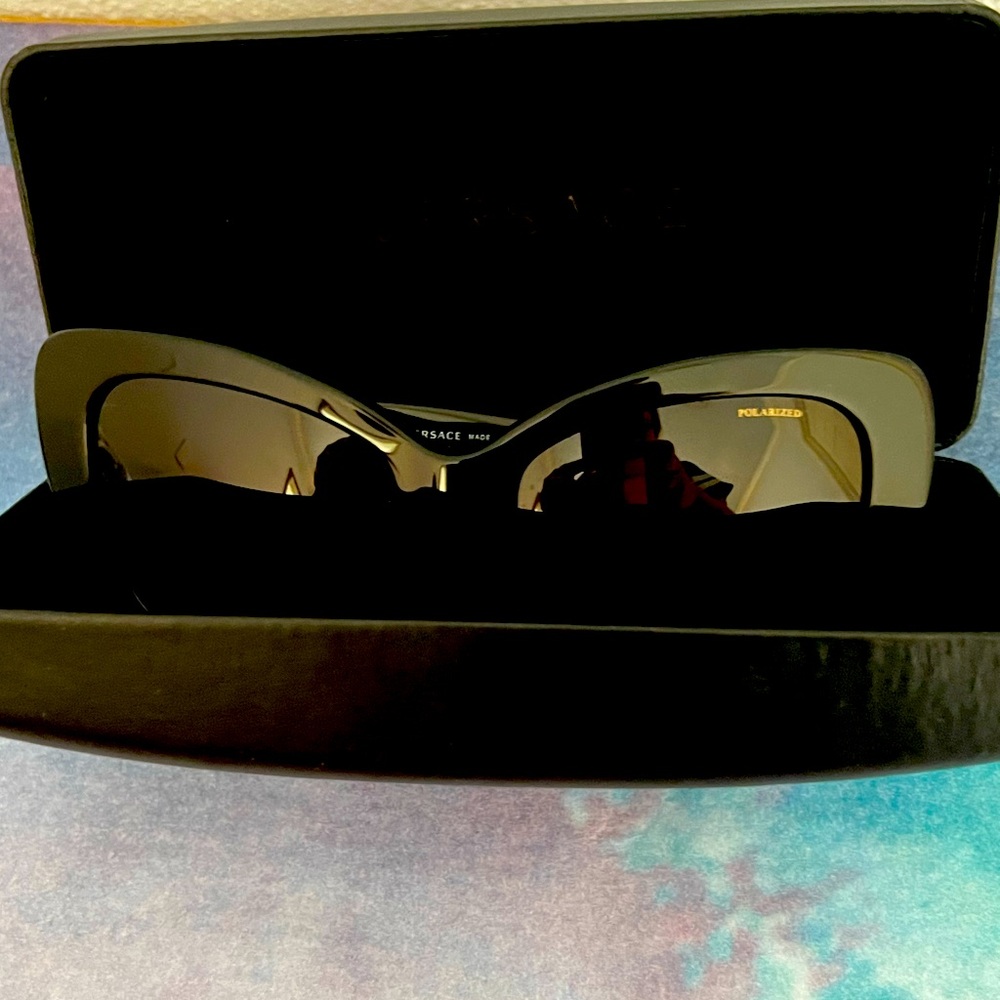 Versace Black Polarized Medusa Sunglasses